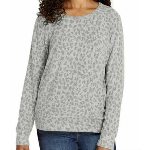 Buffalo David Britton gray pullover leopard print sweater Size L - Picture 1 of 14